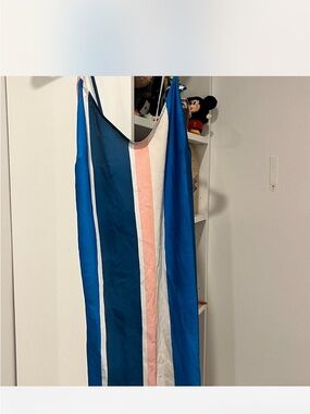 H&M Blue, Navy, Pink and White Striped Maxi Dress